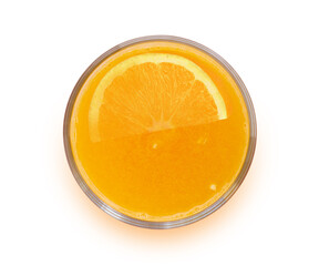 orange juice with orange slice on white