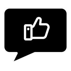 Likes with comment icon. Bubble speech talk with thumb up icon. Testimonials and customer relationship management concept.