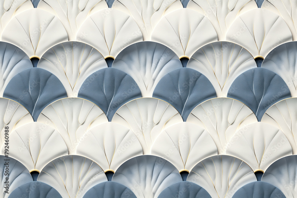 Poster Sophisticated abstract 3d pattern. Japanese and Scandinavian style. Background image. Created with Generative AI technology.
