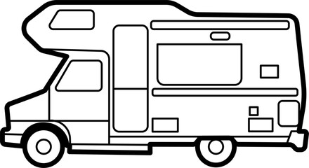 Campervan Vector Outline Illustration