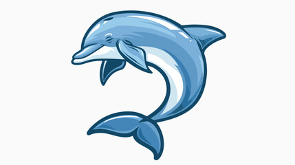Dolphin blue logo Hand drawn style vector design illustration