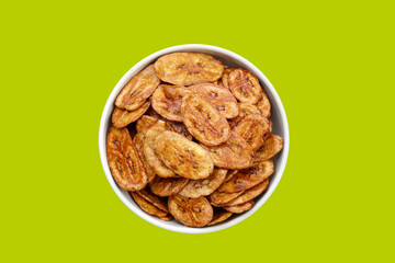 Fototapeta premium Crispy banana chips. Fruit snack
