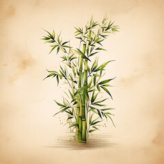 bamboo in parchment paper background
