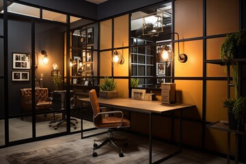 Metal Frames and Stylish Partitions: Industrial Chic Office Decor