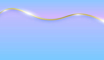 Pastel pink-blue abstract background, gold color, curve design, elegant style.