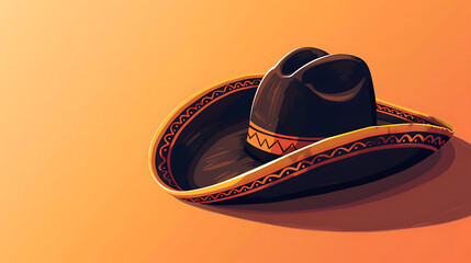 Sombrero hat Mexican beige background copy space illustration  - Powered by Adobe