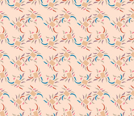 Japanese Colorful Curl Flame Motif Vector Seamless Pattern
