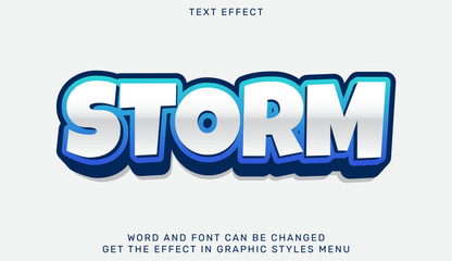 Storm text effect template in 3d design