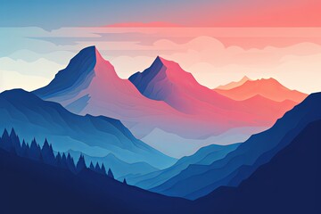 Majestic Mountain Gradient Inspirations: Rugged Peak Silhouette Poster Crest