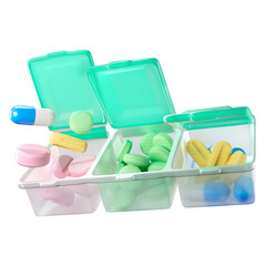 Daily medicine pill container box portable 3D illustration