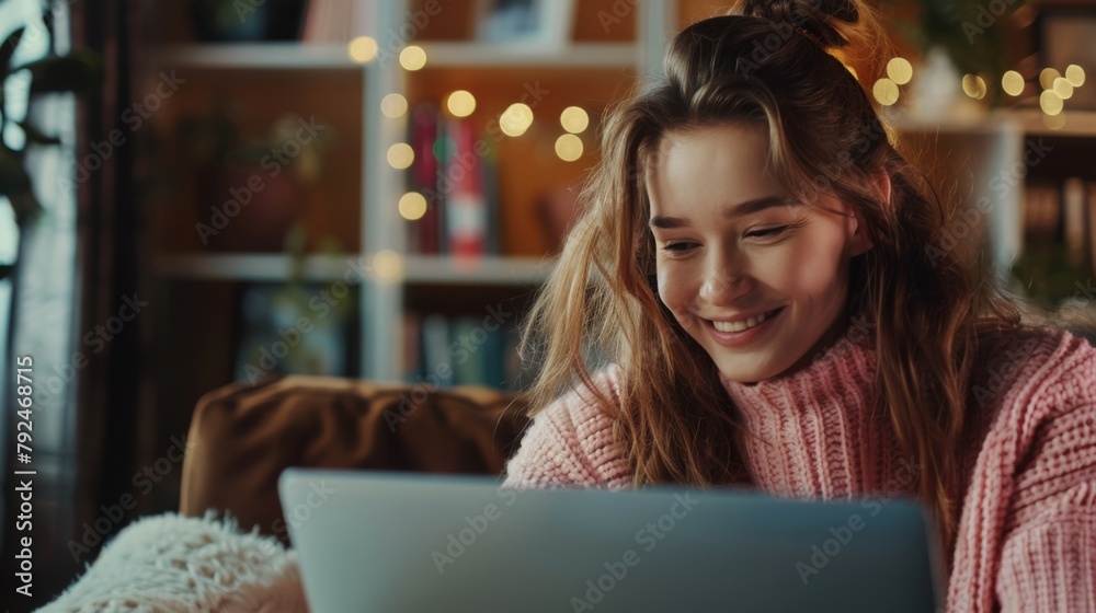 Canvas Prints woman enjoying time with laptop