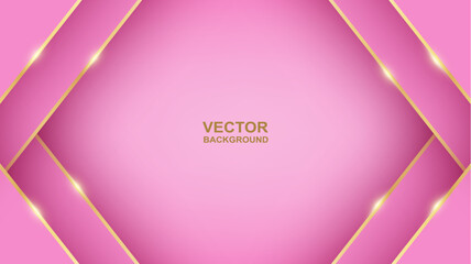 Abstract. Geometric overlab shape pink and gold background. luxury background. Vector.