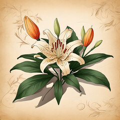 lily in parchment paper background