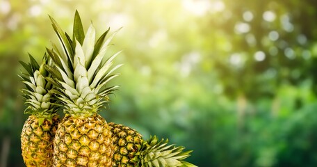 Pineapple fresh ripe fruits in  farming with sunrise - obrazy, fototapety, plakaty