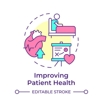 Improving patient health multi color concept icon. Pharmaceutical services, personalized medicine. Round shape line illustration. Abstract idea. Graphic design. Easy to use in infographic, article