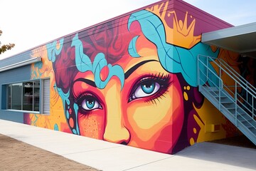 Vibrant Youth Center Street Art Textures: Skateboard Park Graffiti and Mural Graphics