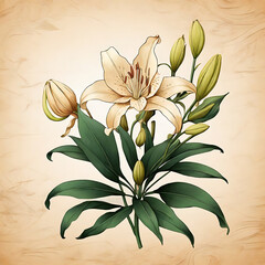 lily in parchment paper background