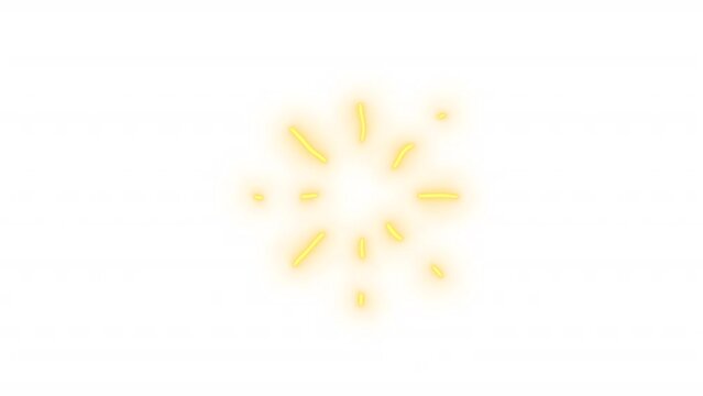 Firework neon animation. Sparks diverge animated icon glow effect. Firecracker explosion. Fire entertainment. Dynamic overlay on white background. HD video with alpha channel. Motion graphic