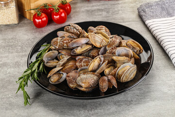 Raw vongole clams for cooking