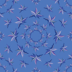 Vector blue seamless pattern background: Iris Circle Dance.