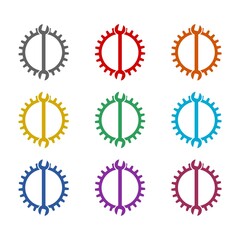 Gear And Wrench icon isolated on white background. Set icons colorful