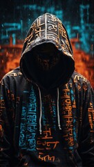 hacker with a colourful hoodie