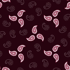 Vector maroon seamless pattern background: Wandering Paisley.
