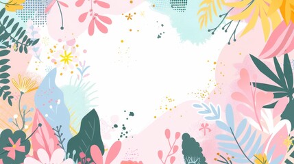 Abstract flat vector illustration of floral background with space for text