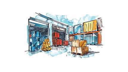 Concept illustration of a warehouse quickly processing