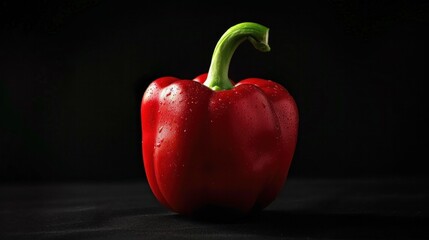 The concept of black minimalism is expressed through the image of a red bell pepper on a black