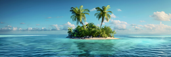 image of an island with palm tree