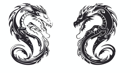 Dragon tattoo vector illustration for your design Han - obrazy, fototapety, plakaty