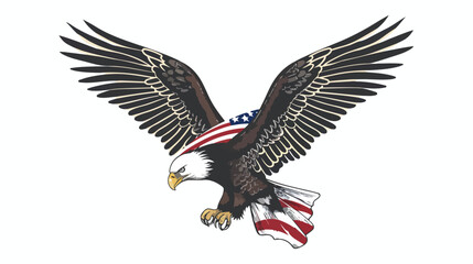Eagle logo animal flag design vector template Hand dr - obrazy, fototapety, plakaty