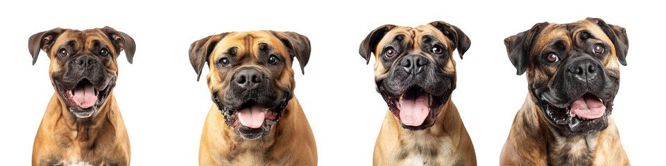 Dog PNG set - portrait photo of happy Bullmastiff isolated transparent background