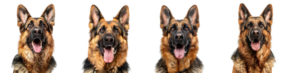 Dog PNG set - portrait photo of happy German Shepherd isolated transparent background