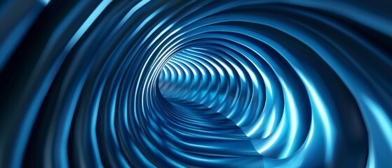 Abstract Architecture Background. blue Circular Geometric light vortex Graphic Design Concept of exit or endless. inside view of a particle accelerator. Generative ai
