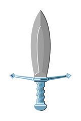 Double-edged dagger with a guard. Vector illustration