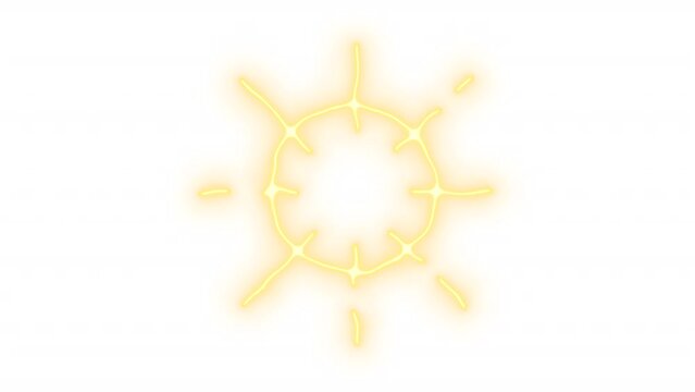Explosion burst neon animation. Light rays animated icon glow effect. Aim scope circle, brightness. Sunlight effect. Dynamic overlay on white background. HD video with alpha channel. Motion graphic