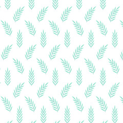 Fototapeta premium Pattern for fabric and textiles. Green bamboo branches with long leaves on a white background. Tropical plants. Vector flat illustration. Print for packaging and wrapping paper. Ornament for gift bag.