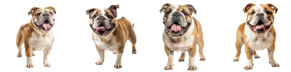 Obraz premium Dog PNG set - sitting photo of happy Bulldog isolated transparent background (2)