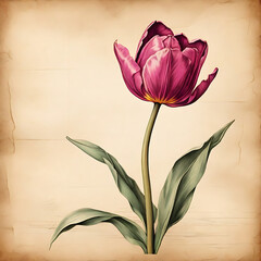 tulip in parchment paper background