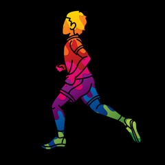 A Boy Running A Child  Jogging Playing Cartoon Sport Graphic Vector
