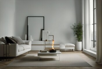 interior fireplace template decor picture home Real mock minimalist photo loft minimalist White...