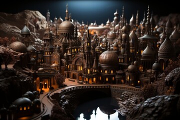 Gourmet chocolate cityscapes blend art with flavor.