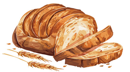 Loaf of fresh sourdough brown bread. Whole grain bake - obrazy, fototapety, plakaty