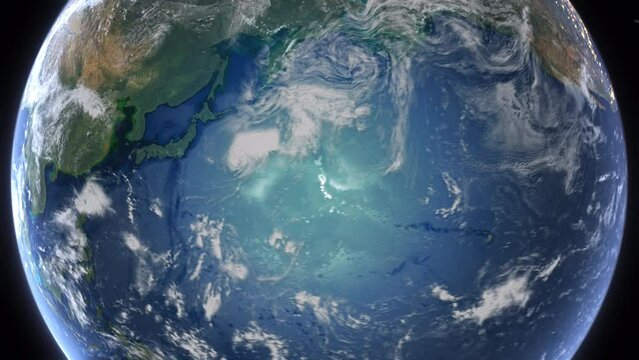 Realistic Earth From Space Zoom In Clouds Japan Tokyo