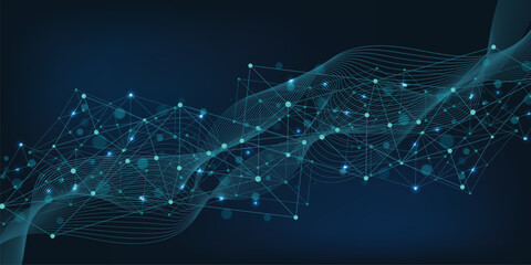 Abstract plexus background with connected lines and dots. Plexus geometric effect. Digital data visualization