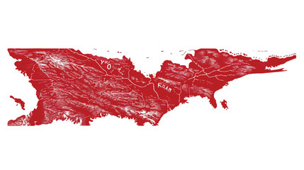 Los Ros state map in red color vector. Hand drawn style
