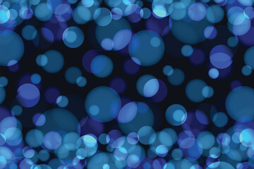 Blurred bokeh light on dark blue background. Christmas and New Year holidays template