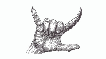 Hand folded into horn symbol rock gesture Hand drawn
